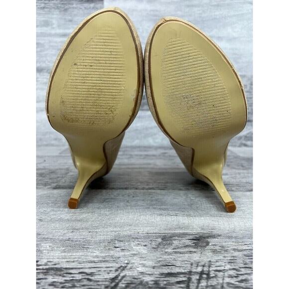 Just Fab Womens Beige Faux Suede Double Strap Heels Size 9 - Picture 8 of 8